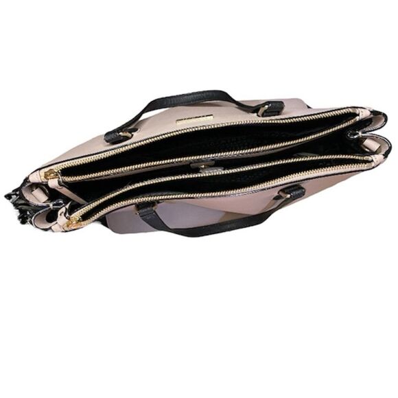 Kate Spade Leighann Saffiano Leather Satchel Almond Black - Picture 10 of 13